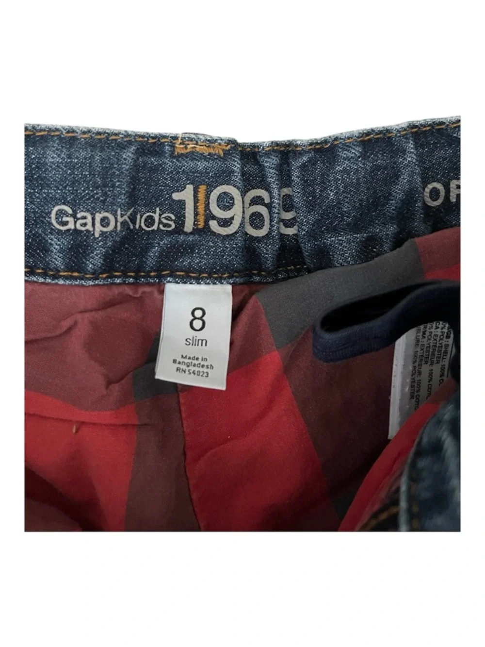 GAP Kids Dark Blue Buffalo Plaid LinedStraight Jeans